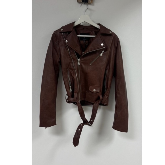 7 For All Mankind Faux Leather Motorcycle Jacket- S,M - Picture 2 of 9